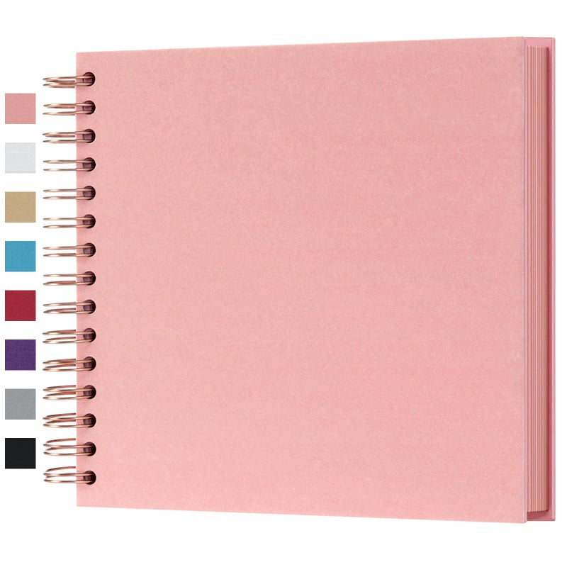 potricher 8 x 8 Inch DIY Scrapbook Photo Album 80 Pages Thick Kraft Blank Pink Paper Memory Book for Wedding and Anniversary Family (Pink, 8 Inch) - Image 1
